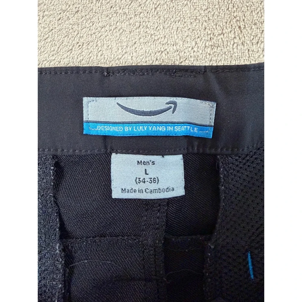 Amazon Luly Yang Cargo Pants Mens Size L 34-36 Black Delivery Driver Uniform EUC